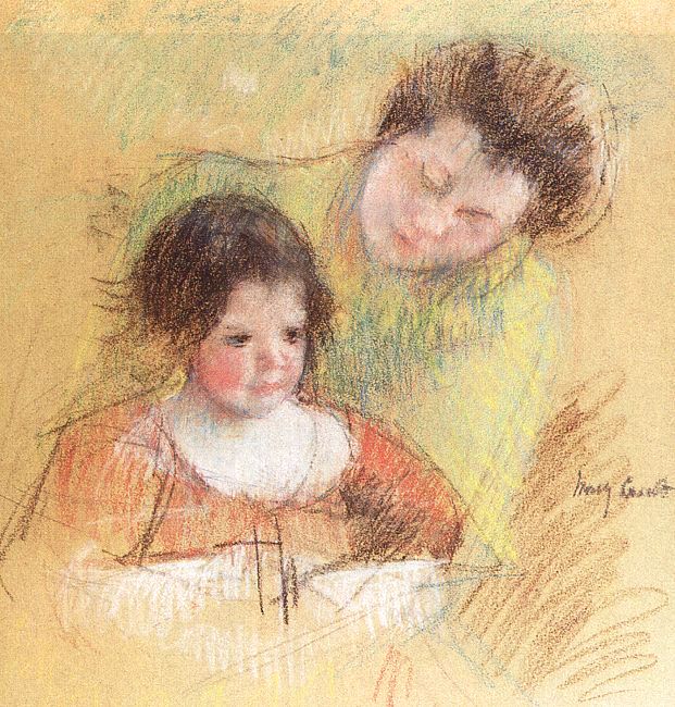 Mary Cassatt Reine Leaning Over Margot's Shoulder